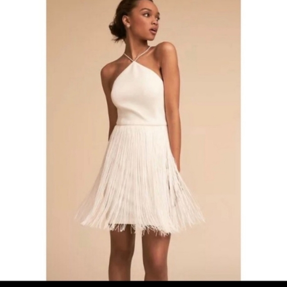 Aidan Mattox Dresses & Skirts - BHLDN Aiden by Aiden Mattox white fringe dress